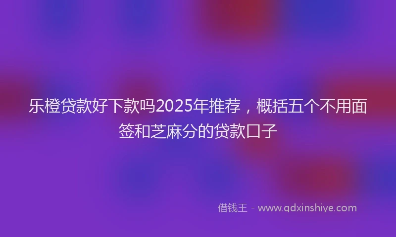 乐橙贷款好下款吗2025年推荐，概括五个不用面签和芝麻分的贷款口子