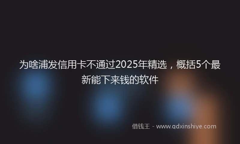 为啥浦发信用卡不通过2025年精选，概括5个最新能下来钱的软件