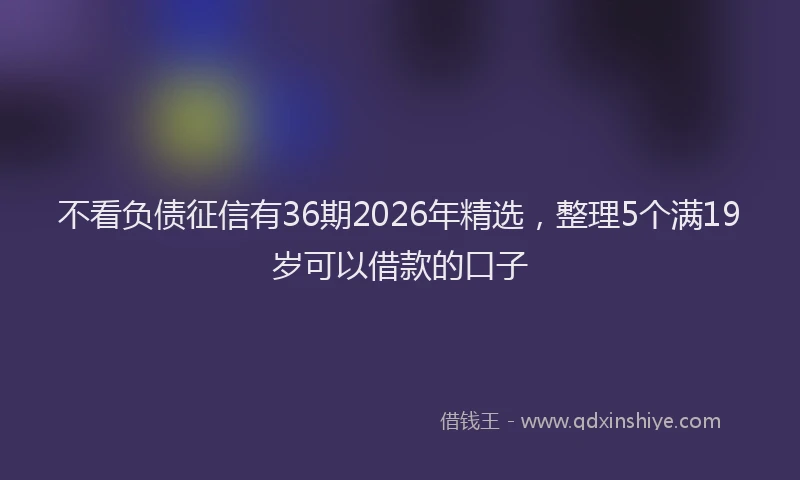 不看负债征信有36期2026年精选，整理5个满19岁可以借款的口子