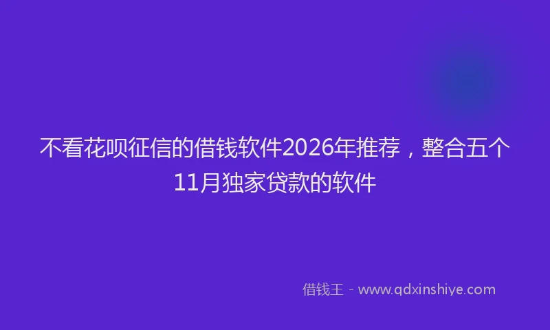 不看花呗征信的借钱软件2026年推荐，整合五个11月独家贷款的软件