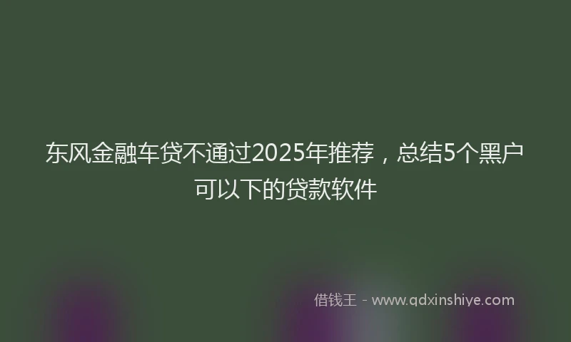 东风金融车贷不通过2025年推荐，总结5个黑户可以下的贷款软件