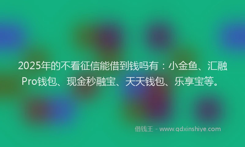 2025年的不看征信能借到钱吗有：小金鱼、汇融Pro钱包、现金秒融宝、天天钱包、乐享宝等。