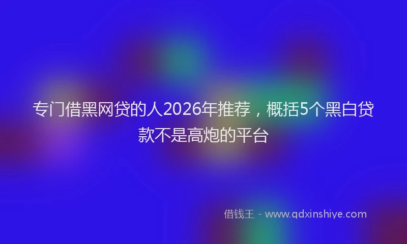 专门借黑网贷的人2026年推荐，概括5个黑白贷款不是高炮的平台