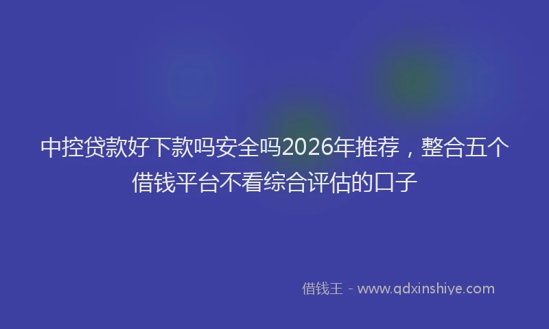 中控贷款好下款吗安全吗2026年推荐，整合五个借钱平台不看综合评估的口子