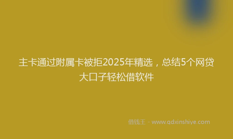 主卡通过附属卡被拒2025年精选，总结5个网贷大口子轻松借软件