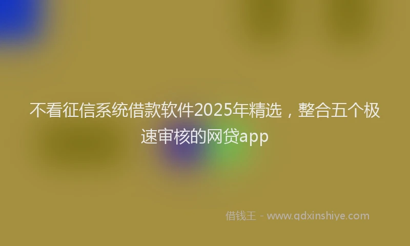 不看征信系统借款软件2025年精选，整合五个极速审核的网贷app