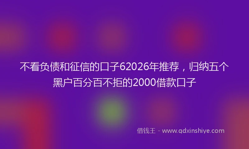 不看负债和征信的口子62026年推荐，归纳五个黑户百分百不拒的2000借款口子