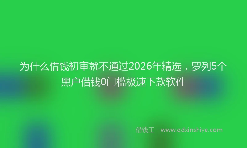 为什么借钱初审就不通过2026年精选，罗列5个黑户借钱0门槛极速下款软件