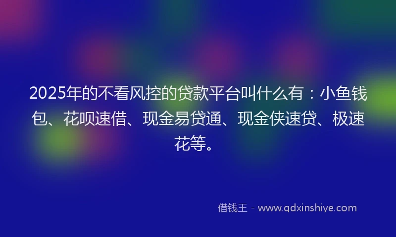 2025年的不看风控的贷款平台叫什么有：小鱼钱包、花呗速借、现金易贷通、现金侠速贷、极速花等。