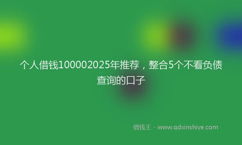 个人借钱100002025年推荐,整合5个不看负债查询的口子