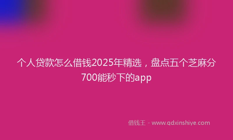 个人贷款怎么借钱2025年精选，盘点五个芝麻分700能秒下的app