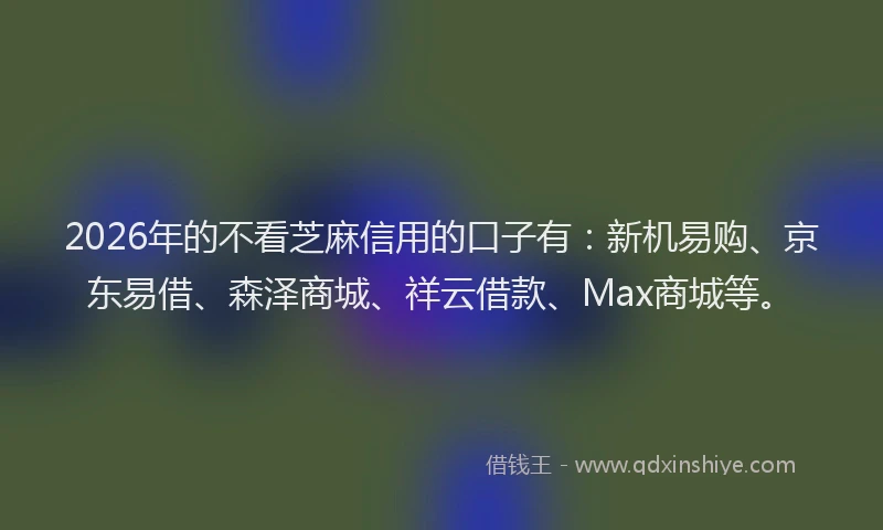 2026年的不看芝麻信用的口子有：新机易购、京东易借、森泽商城、祥云借款、Max商城等。