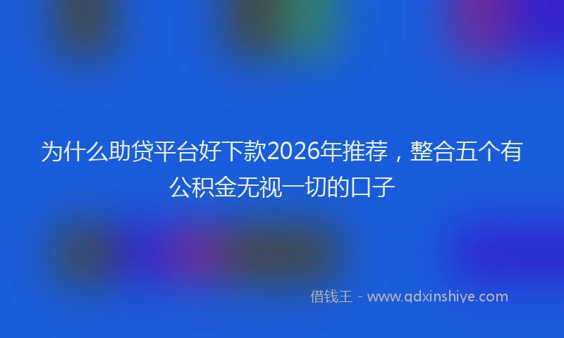 为什么助贷平台好下款2026年推荐，整合五个有公积金无视一切的口子