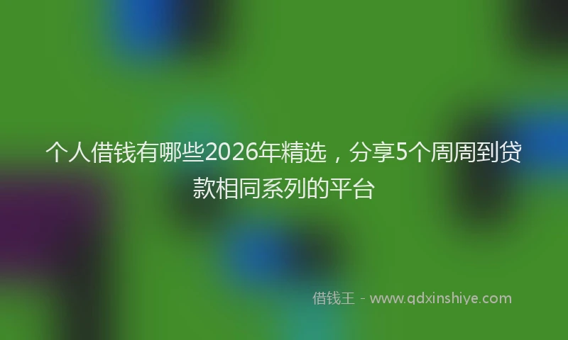 个人借钱有哪些2026年精选，分享5个周周到贷款相同系列的平台