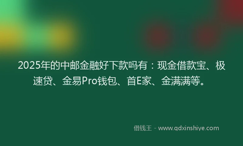 2025年的中邮金融好下款吗有：现金借款宝、极速贷、金易Pro钱包、首E家、金满满等。