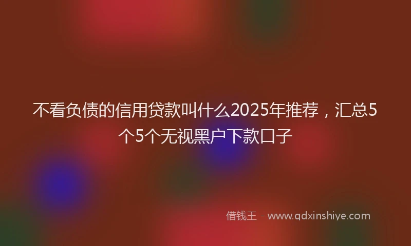 不看负债的信用贷款叫什么2025年推荐，汇总5个5个无视黑户下款口子