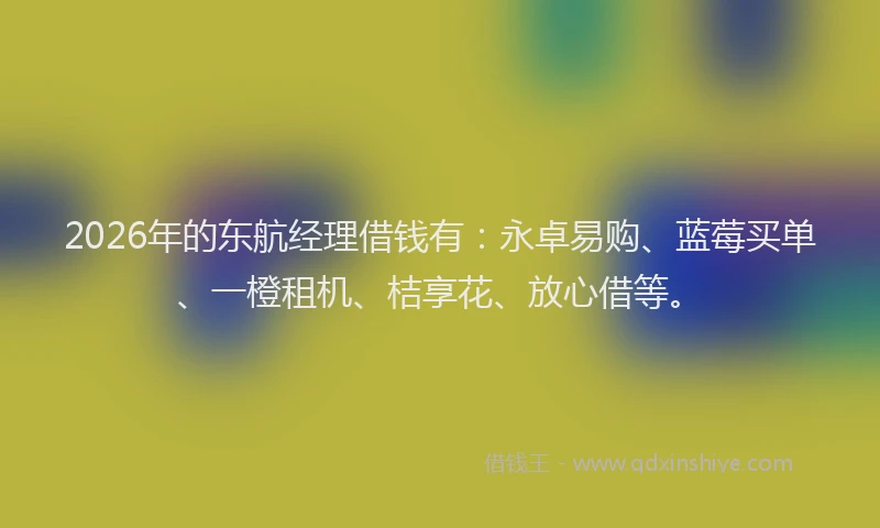 2026年的东航经理借钱有：永卓易购、蓝莓买单、一橙租机、桔享花、放心借等。