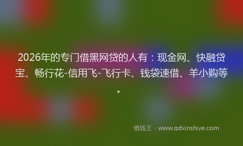 2026年的专门借黑网贷的人有：现金网、快融贷宝、畅行花-信用飞-飞行卡、钱袋速借、羊小购等。