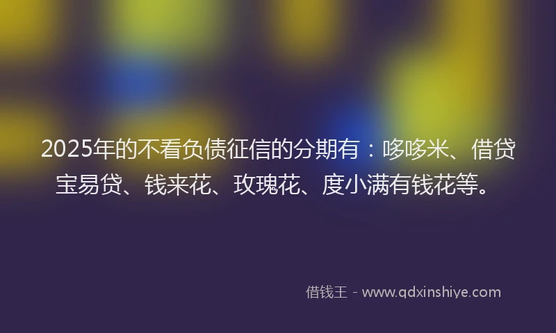 2025年的不看负债征信的分期有：哆哆米、借贷宝易贷、钱来花、玫瑰花、度小满有钱花等。