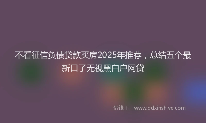 不看征信负债贷款买房2025年推荐，总结五个最新口子无视黑白户网贷