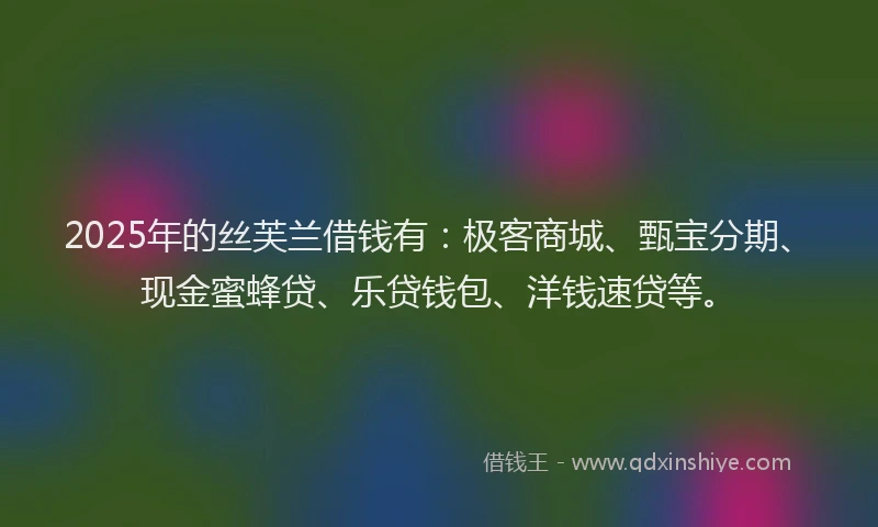 2025年的丝芙兰借钱有：极客商城、甄宝分期、现金蜜蜂贷、乐贷钱包、洋钱速贷等。