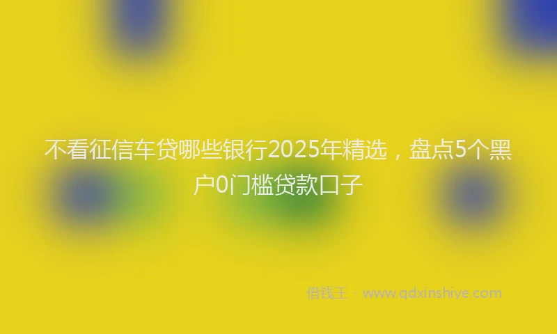 不看征信车贷哪些银行2025年精选，盘点5个黑户0门槛贷款口子
