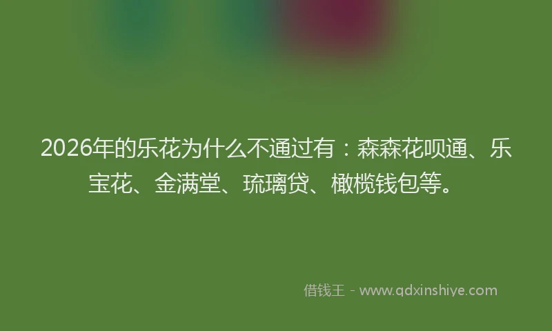 2026年的乐花为什么不通过有：森森花呗通、乐宝花、金满堂、琉璃贷、橄榄钱包等。