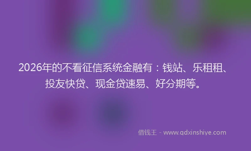 2026年的不看征信系统金融有：钱站、乐租租、投友快贷、现金贷速易、好分期等。