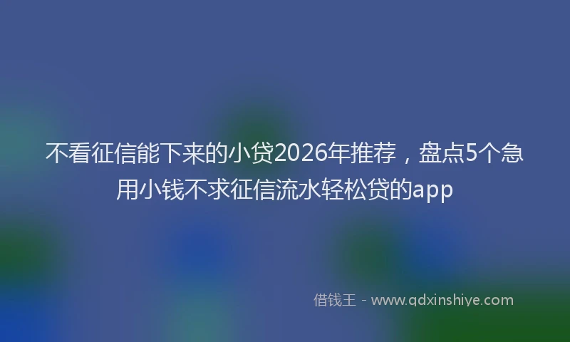 不看征信能下来的小贷2026年推荐，盘点5个急用小钱不求征信流水轻松贷的app