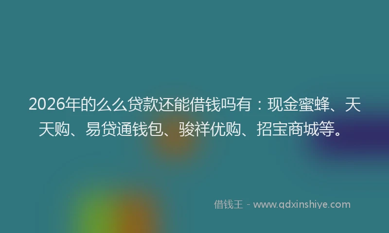 2026年的么么贷款还能借钱吗有：现金蜜蜂、天天购、易贷通钱包、骏祥优购、招宝商城等。