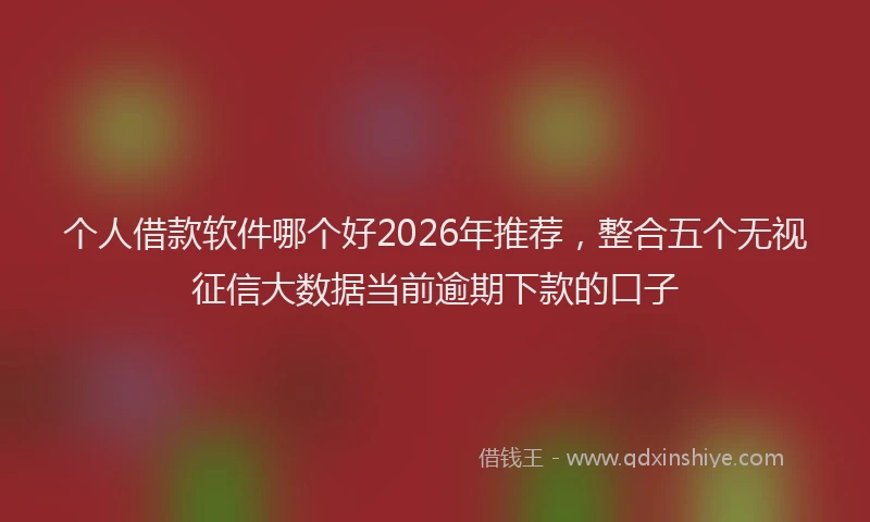 个人借款软件哪个好2026年推荐，整合五个无视征信大数据当前逾期下款的口子