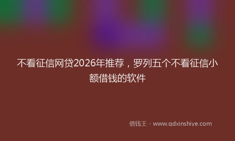 不看征信网贷2026年推荐，罗列五个不看征信小额借钱的软件