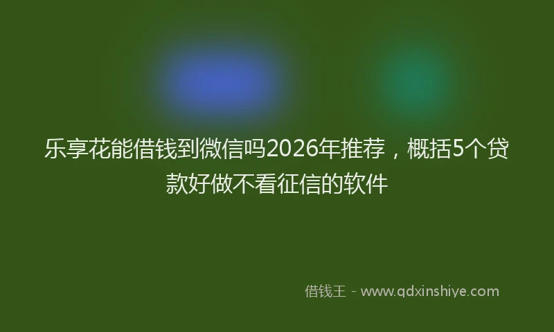 乐享花能借钱到微信吗2026年推荐，概括5个贷款好做不看征信的软件