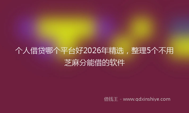 个人借贷哪个平台好2026年精选，整理5个不用芝麻分能借的软件