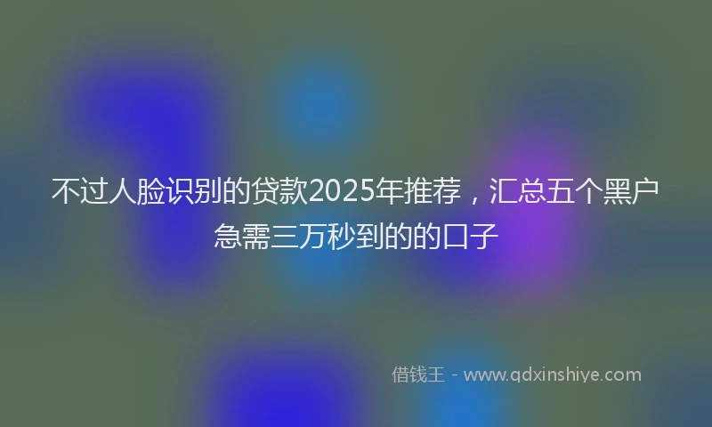 不过人脸识别的贷款2025年推荐，汇总五个黑户急需三万秒到的的口子