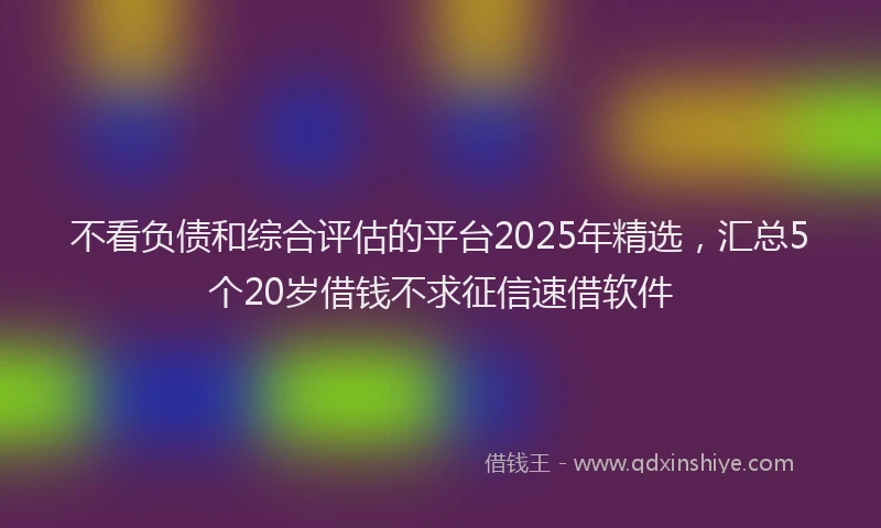 不看负债和综合评估的平台2025年精选，汇总5个20岁借钱不求征信速借软件