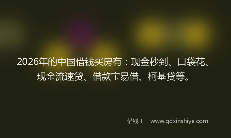 2026年的中国借钱买房有:现金秒到、口袋花、现金流速贷、借款宝易借、柯基贷等。