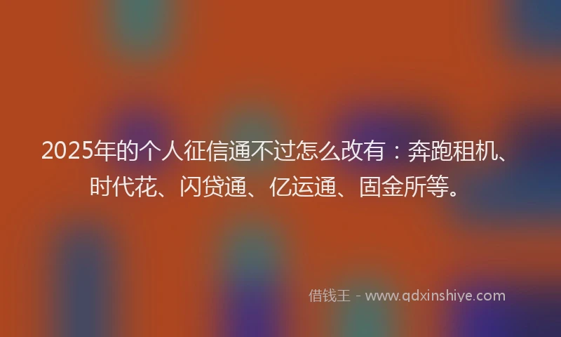 2025年的个人征信通不过怎么改有：奔跑租机、时代花、闪贷通、亿运通、固金所等。