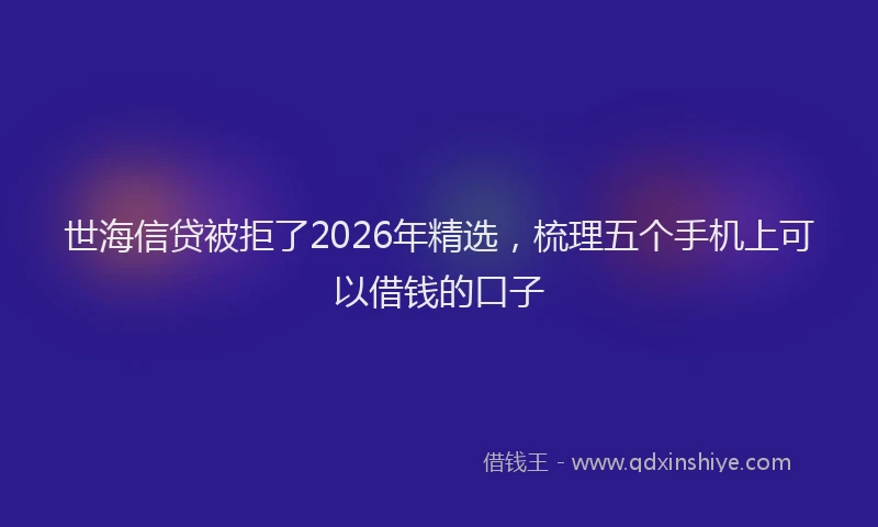 世海信贷被拒了2026年精选，梳理五个手机上可以借钱的口子