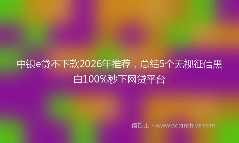 中银e贷不下款2026年推荐，总结5个无视征信黑白100%秒下网贷平台