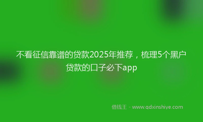不看征信靠谱的贷款2025年推荐，梳理5个黑户贷款的口子必下app