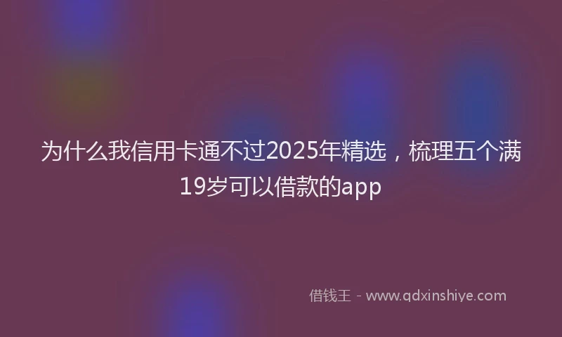 为什么我信用卡通不过2025年精选，梳理五个满19岁可以借款的app