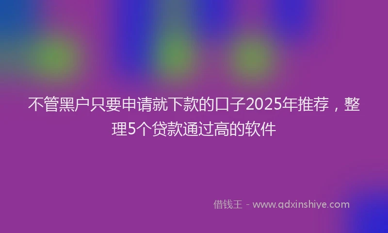不管黑户只要申请就下款的口子2025年推荐,整理5个贷款通过高的软件