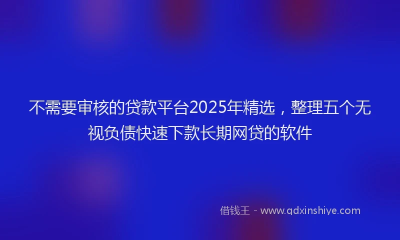 不需要审核的贷款平台2025年精选，整理五个无视负债快速下款长期网贷的软件