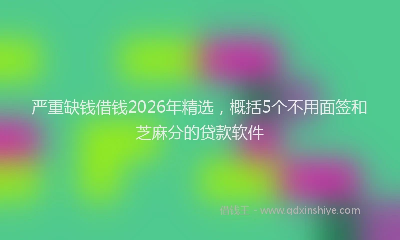 严重缺钱借钱2026年精选，概括5个不用面签和芝麻分的贷款软件