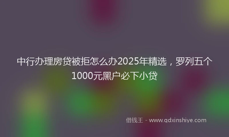 中行办理房贷被拒怎么办2025年精选，罗列五个1000元黑户必下小贷