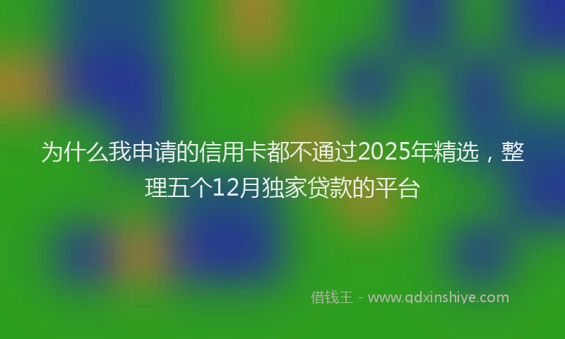 为什么我申请的信用卡都不通过2025年精选，整理五个12月独家贷款的平台