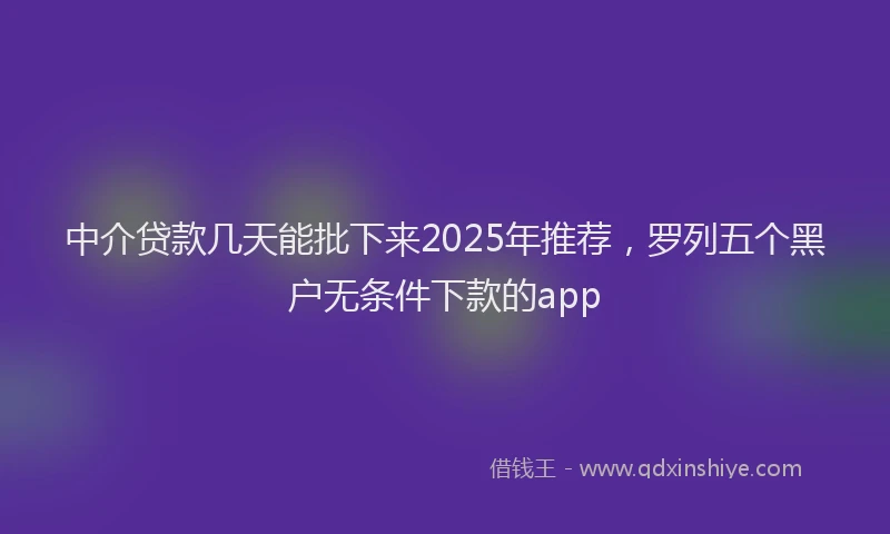 中介贷款几天能批下来2025年推荐，罗列五个黑户无条件下款的app