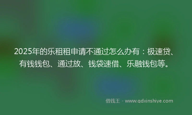 2025年的乐租租申请不通过怎么办有：极速贷、有钱钱包、通过放、钱袋速借、乐融钱包等。