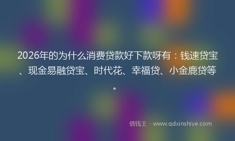 2026年的为什么消费贷款好下款呀有：钱速贷宝、现金易融贷宝、时代花、幸福贷、小金鹿贷等。